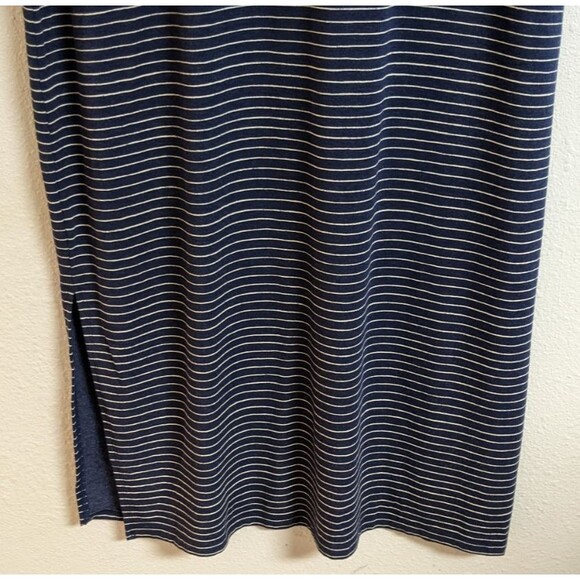 Women's LIFE IS GOOD Hooded Short Sleeve Blue/White Striped Long Maxi Dress M - Picture 6 of 12